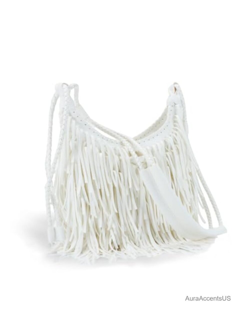 Vegan Faux Suede Leather Fringe Hobo Bag with Tassel Crossbody